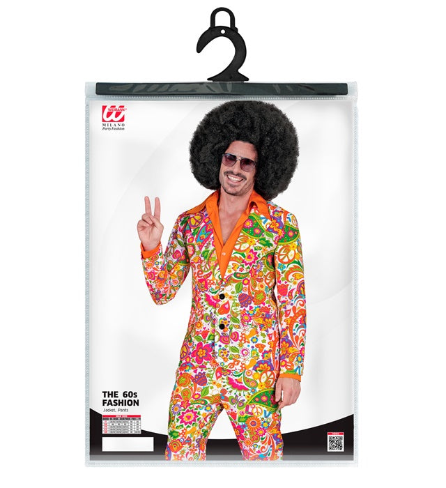 60er Jahre Kostüm Jackett und Hose mit Peace und Paisley Muster für Fasnacht