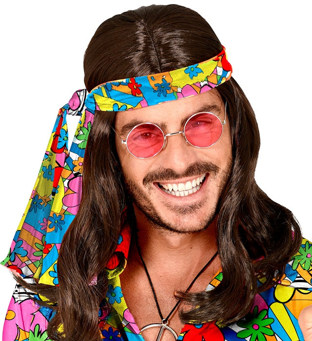 Flower Power Stirnband im 60er Jahre Stil mit bunten Blumen