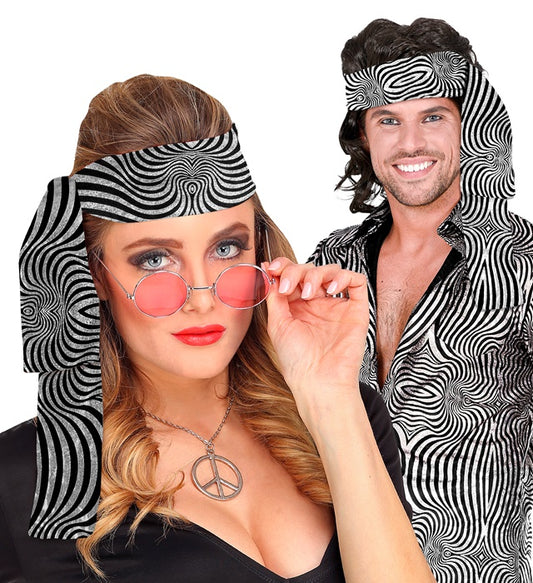 Silbernes THE 70s DISCO STYLE Stirnband mit wellenförmigem Design