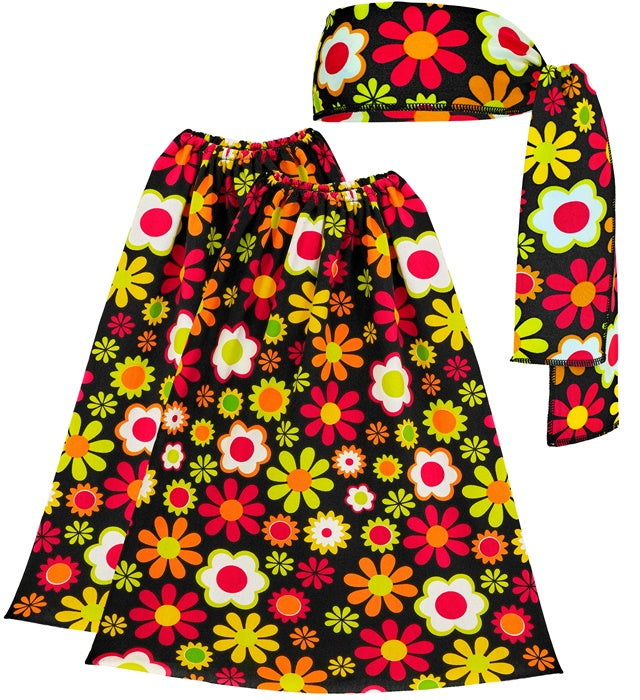 THE 60s FASHION Blumen-Stirnband und Stulpen im Retro-Design für Fasnacht