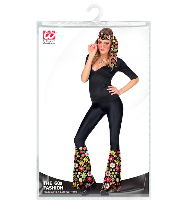THE 60s FASHION Blumen-Stirnband und Stulpen im Retro-Design für Fasnacht