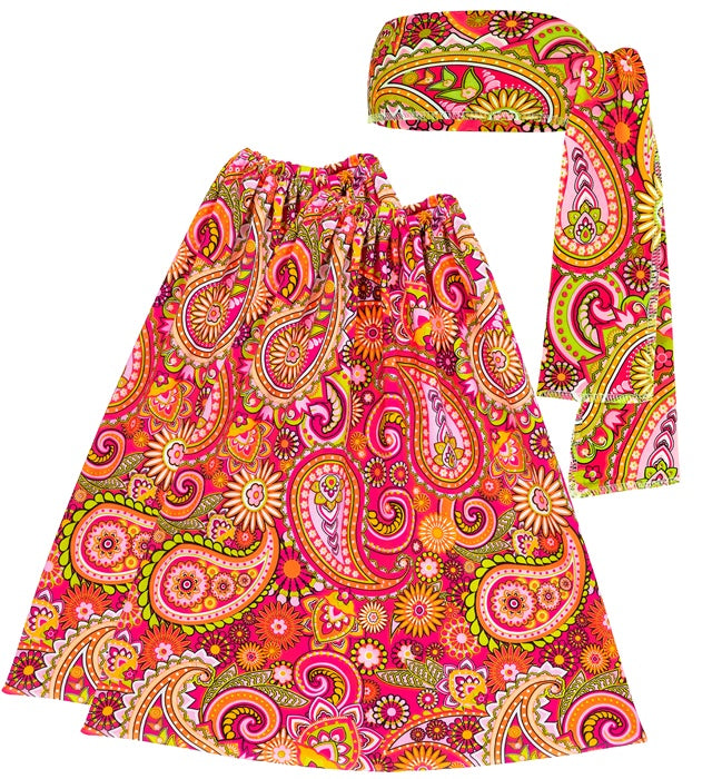 THE 60s FASHION Paisley Stirnband und Stulpen im 60er Jahre Stil mit buntem Muster