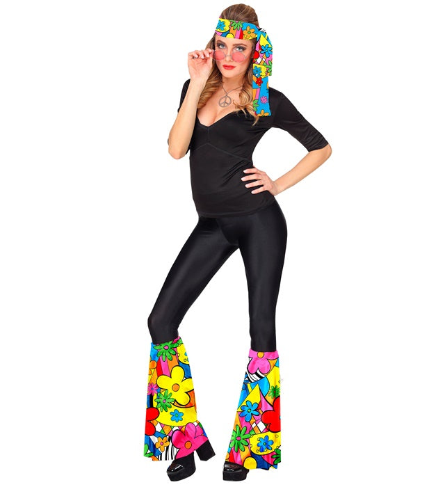 THE 60s FASHION Flower Power Stirnband und Stulpen Set mit bunten Blumenmotiven