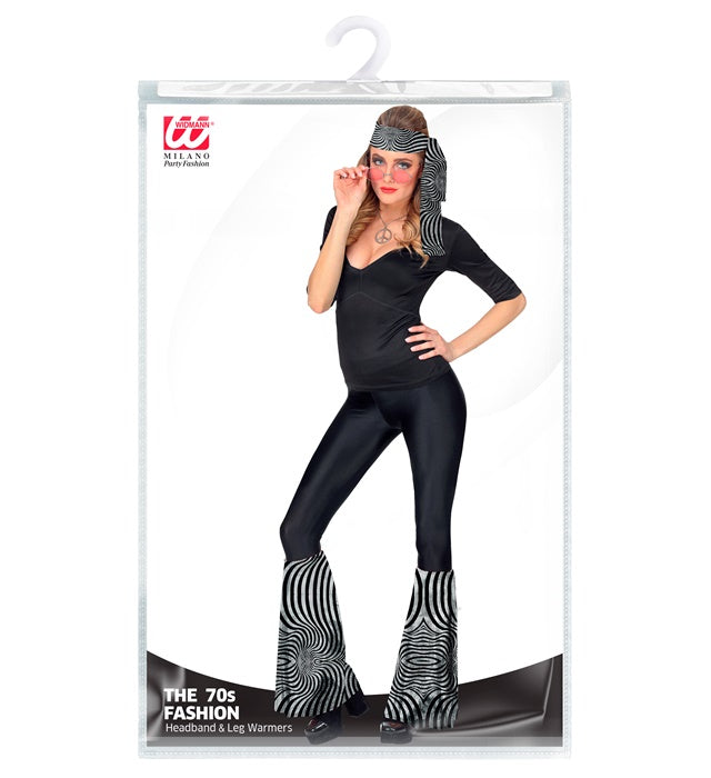 Silbernes THE 70s DISCO STYLE Stirnband und Stulpen Set mit wellenförmigem Design