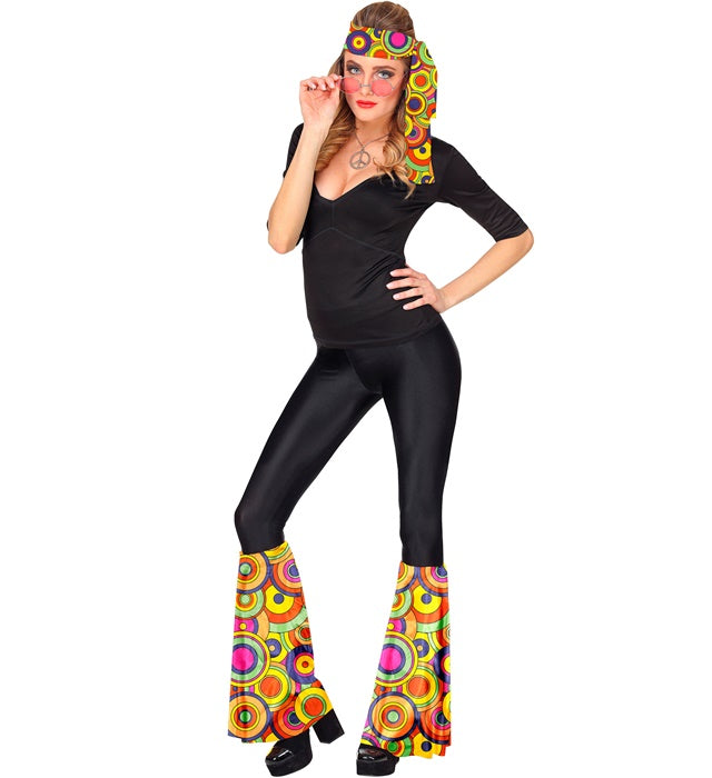 THE 70s Groovy Style Stirnband und Stulpen mit gelben Kreisen als Retro-Accessoire