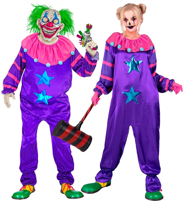 Weltraum Horror Clown Overall Kostüm mit gruseligem Design für Fasnacht
