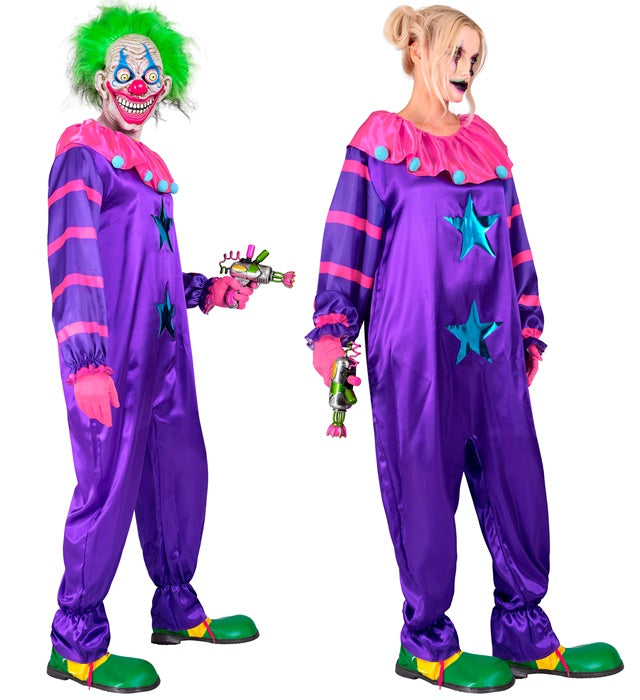 Weltraum Horror Clown Overall Kostüm mit gruseligem Design für Fasnacht