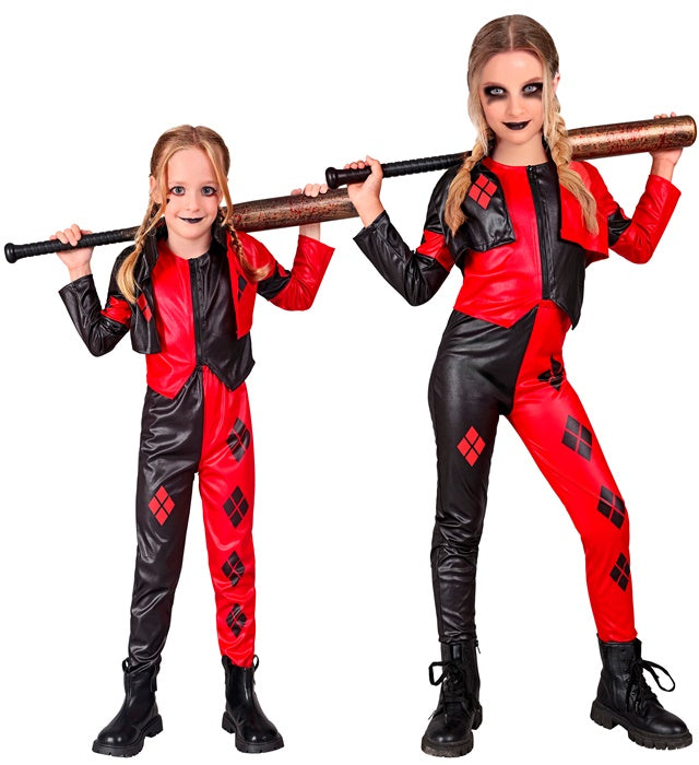 Böser Harlekin Kostüm mit Jacke, Weste und Hose in dunklem Harlekin-Muster