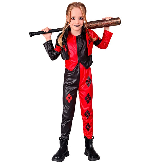 Böser Harlekin Kostüm mit Jacke, Weste und Hose in dunklem Harlekin-Muster