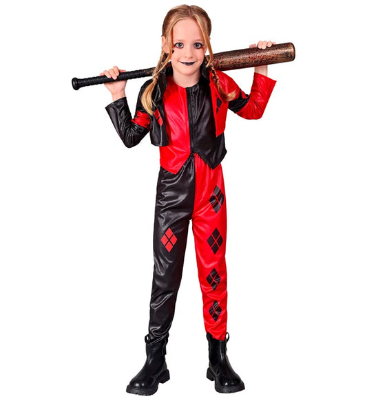 Böser Harlekin Kostüm mit Jacke, Weste und Hose in dunklem Harlekin-Muster
