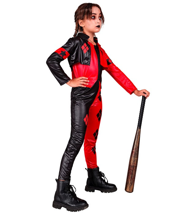 Böser Harlekin Kostüm mit Jacke, Weste und Hose in dunklem Harlekin-Muster