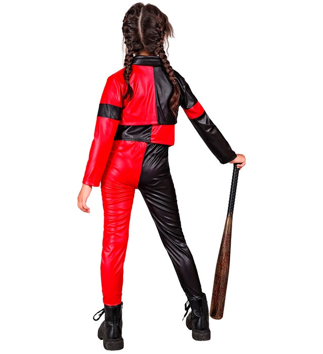 Böser Harlekin Kostüm mit Jacke, Weste und Hose in dunklem Harlekin-Muster
