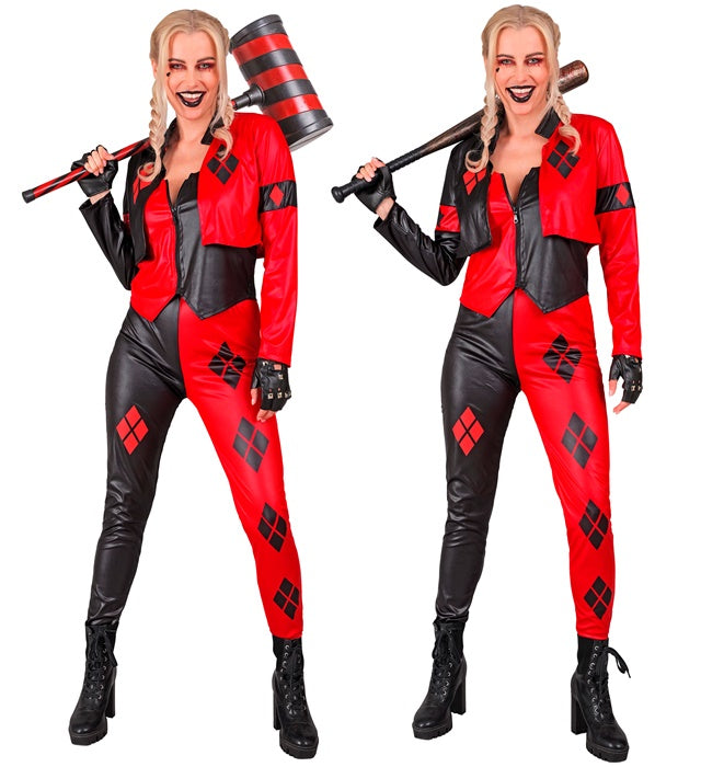 Böser Harlekin Kostüm mit Jacke, Weste und Hose in Harlekin-Muster für Fasnacht