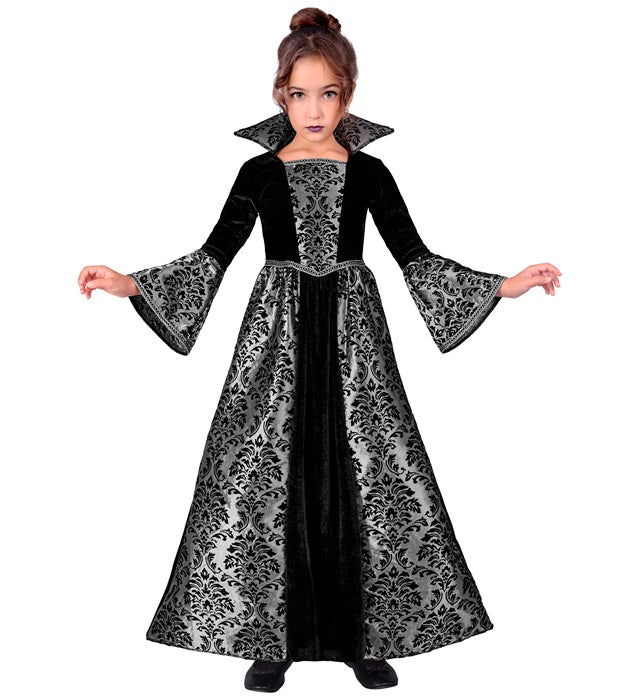Elegantes schwarzes Vampirinnen-Kleid für Fasnacht und Halloween