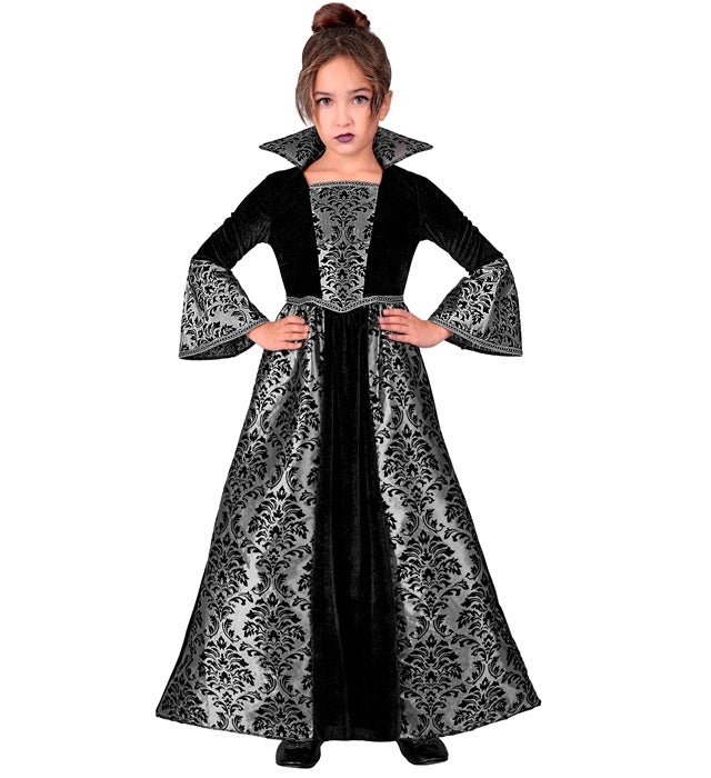 Elegantes schwarzes Vampirinnen-Kleid für Fasnacht und Halloween