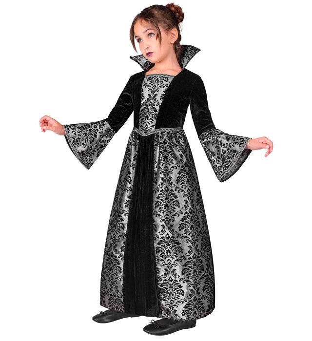 Elegantes schwarzes Vampirinnen-Kleid für Fasnacht und Halloween