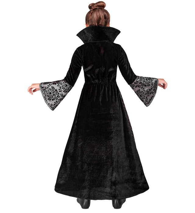 Elegantes schwarzes Vampirinnen-Kleid für Fasnacht und Halloween