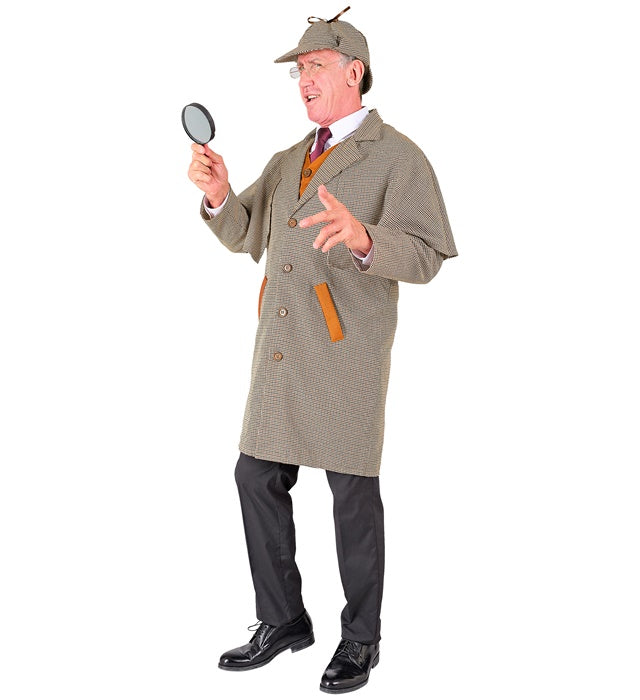 Detektiv-Kostüm Set mit Mantel, Weste und Hut für Fasnacht und Mottoparty