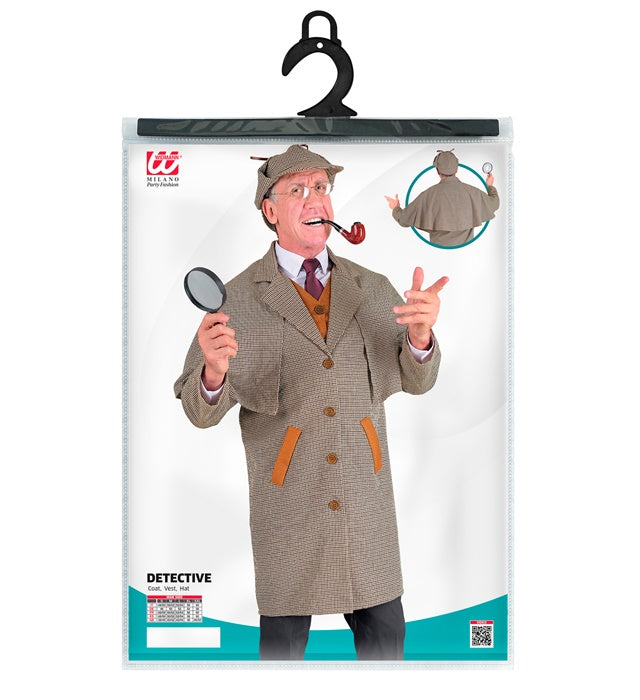Detektiv-Kostüm Set mit Mantel, Weste und Hut für Fasnacht und Mottoparty