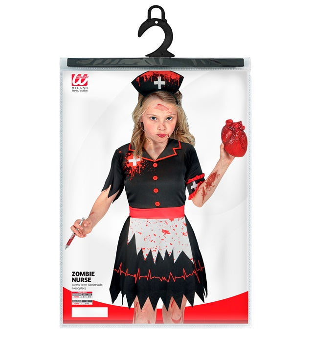 Zombie Krankenschwester Kostüm mit Kleid, Unterrock und Kopfschmuck
