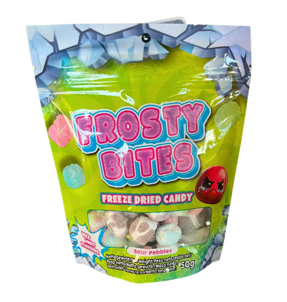 Frosty Bites Gefriergetrocknete Sauer-Kiesel Knabberspass