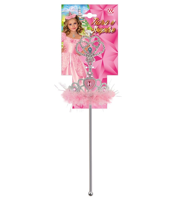 Rosa Krone und Zauberstab mit zarten Marabou-Federn für Fasnacht