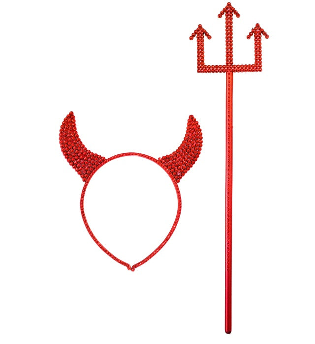 SET HÖRNER UND DREIZACK Rot