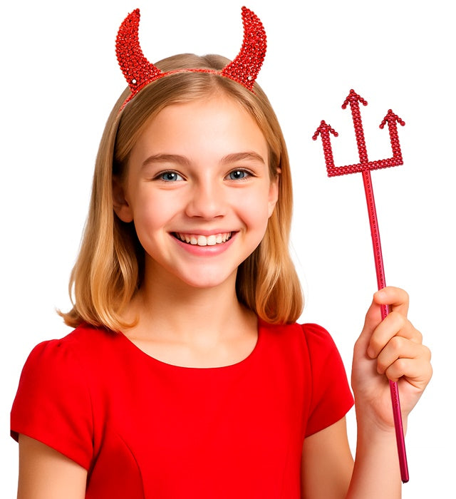 SET HÖRNER UND DREIZACK Rot