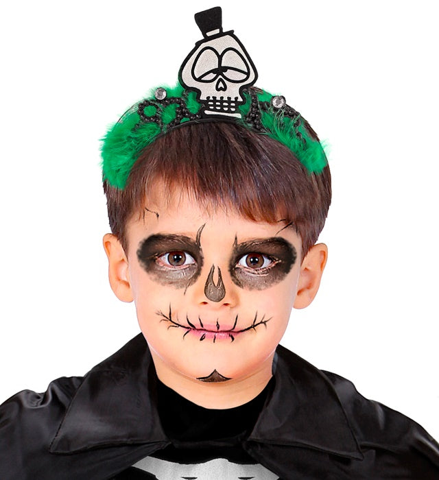 Vier verschiedene Halloween-Diadem-Modelle auf schwarzem Hintergrund