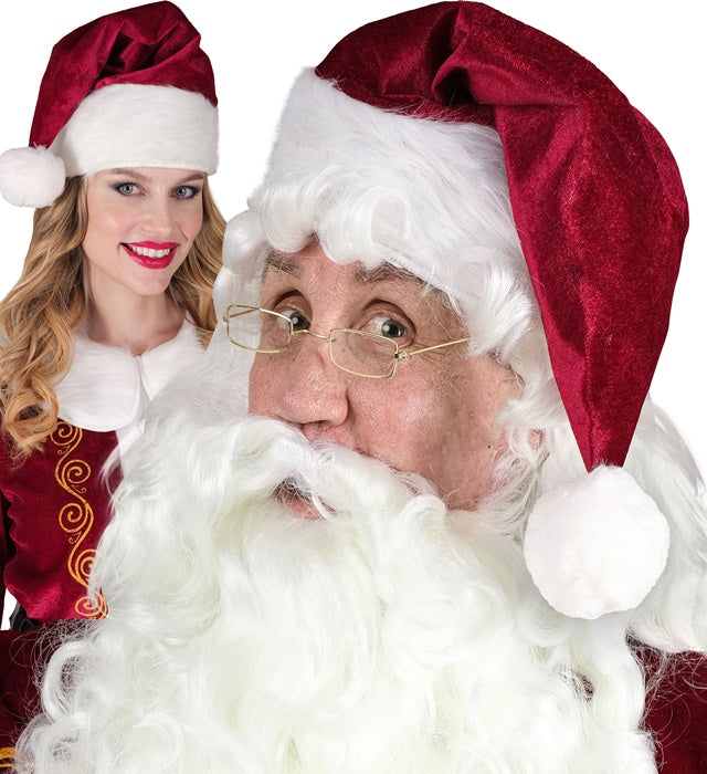 Rote Weihnachtsmannmütze mit weißem Bommel für Fasnacht und Winterpartys