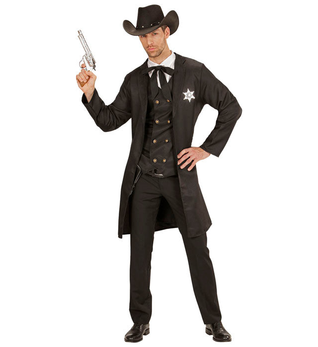 Sheriff Kostüm-Set mit Mantel, Weste, Kragen und String-Tie für Fasnacht