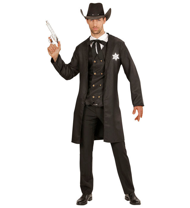 Sheriff Kostüm-Set mit Mantel, Weste, Kragen und String-Tie für Fasnacht