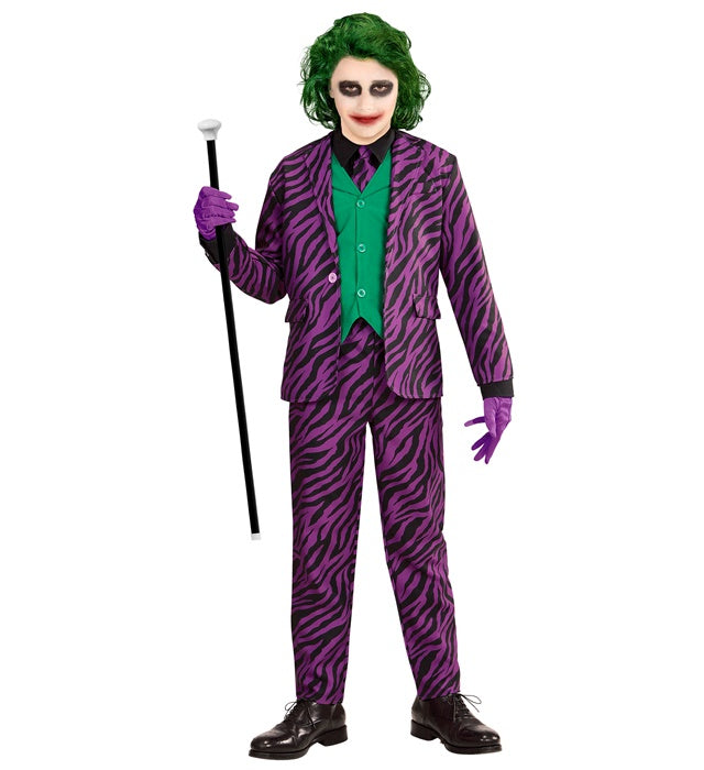 Evil Clown Kostüm mit Jacke, Weste, Hose und Krawatte auf weissem Hintergrund