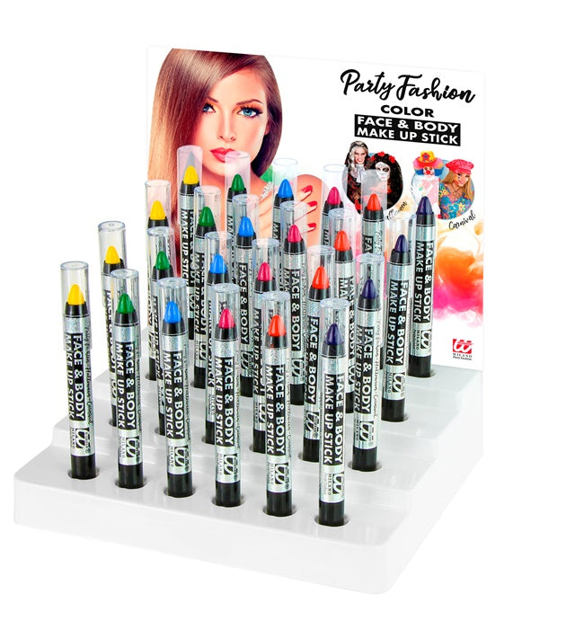 "HERAUSDREHBARE SCHMINKSTIFTE" - 3,5 ml - sort. In 6 Farben: orange, gelb, grün, blau, violett, rosa Diverse Farben