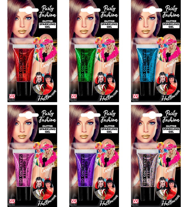 Set bunter Gel-Farben in Spendertuben für Fasnachts- und Karnevalsmake-up