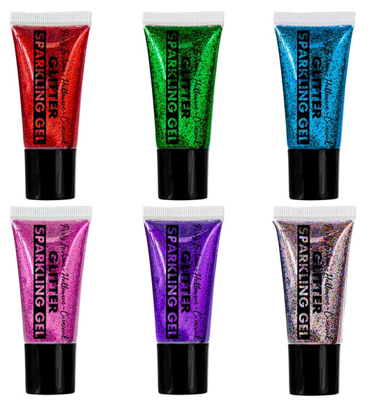 Set bunter Gel-Farben in Spendertuben für Fasnachts- und Karnevalsmake-up