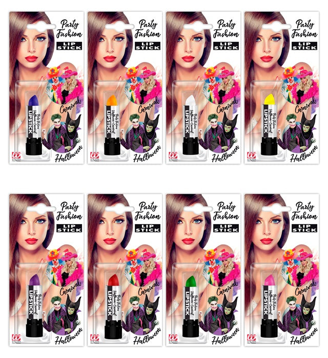 Lippenstift Sortiment 6 ml in 8 bunten Farben für Fasnacht und Karneval