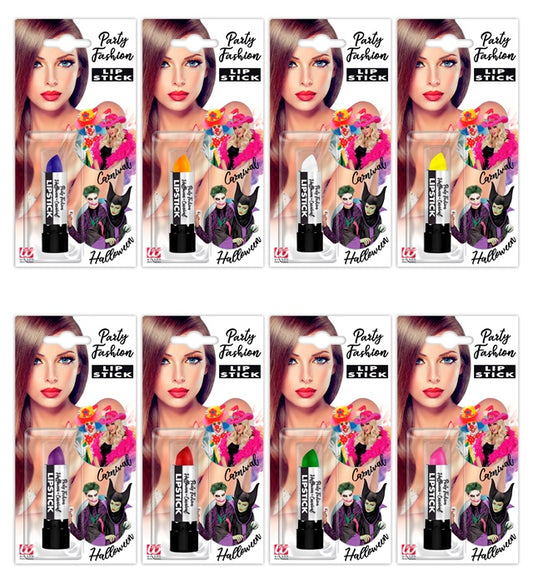 Lippenstift Sortiment 6 ml in 8 bunten Farben für Fasnacht und Karneval