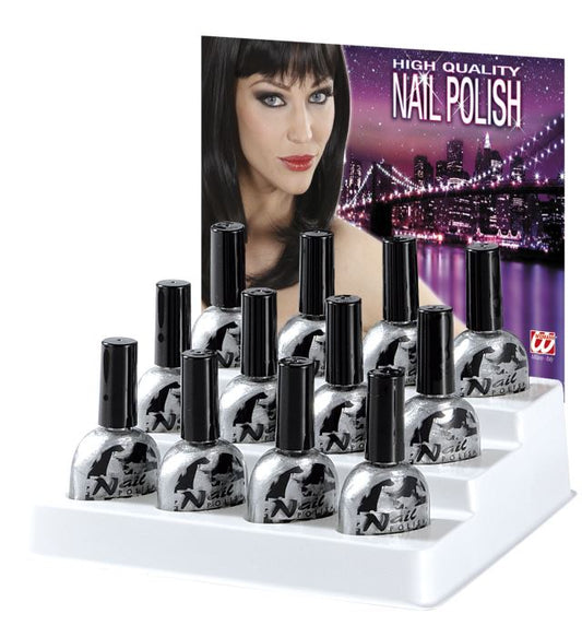 Silberner Nagellack 7 ml in Display Box für Fasnacht und Karneval