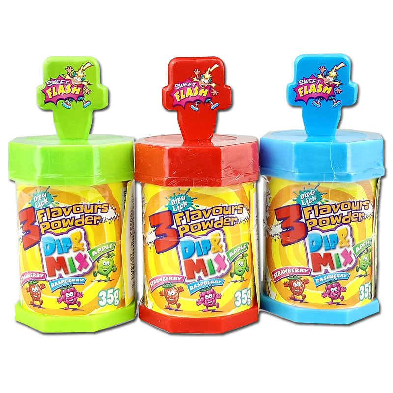 Sweet Flash Dip & Mix Lollipop mit saurem Pulver, 35 g – Produktansicht
