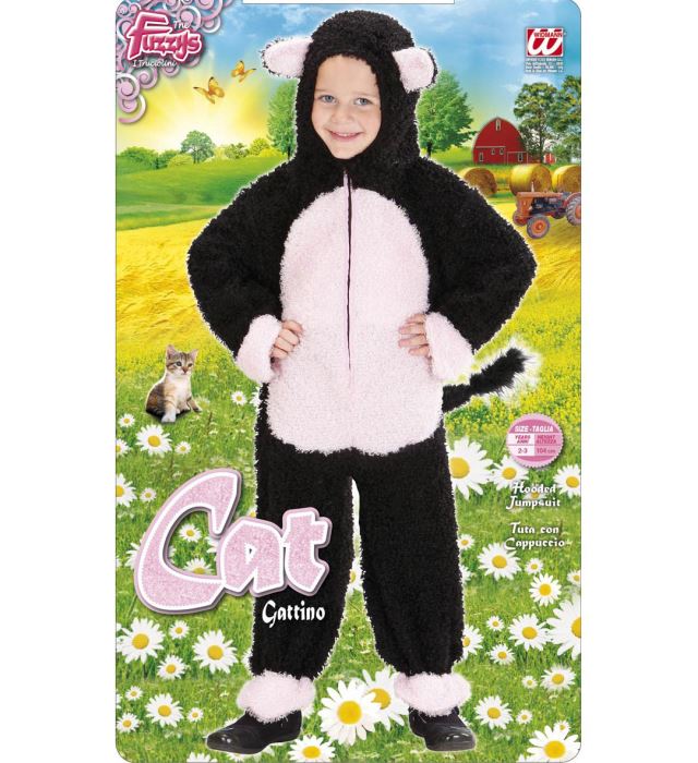 Katzen-Fuzzy Overall mit Kapuze aus weichem Fleece, ideal für Fasnacht und Mottopartys