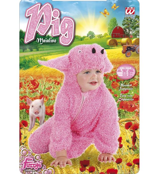 Flauschiger Schweinchen-Overall mit Kapuze als Fasnachtskostüm
