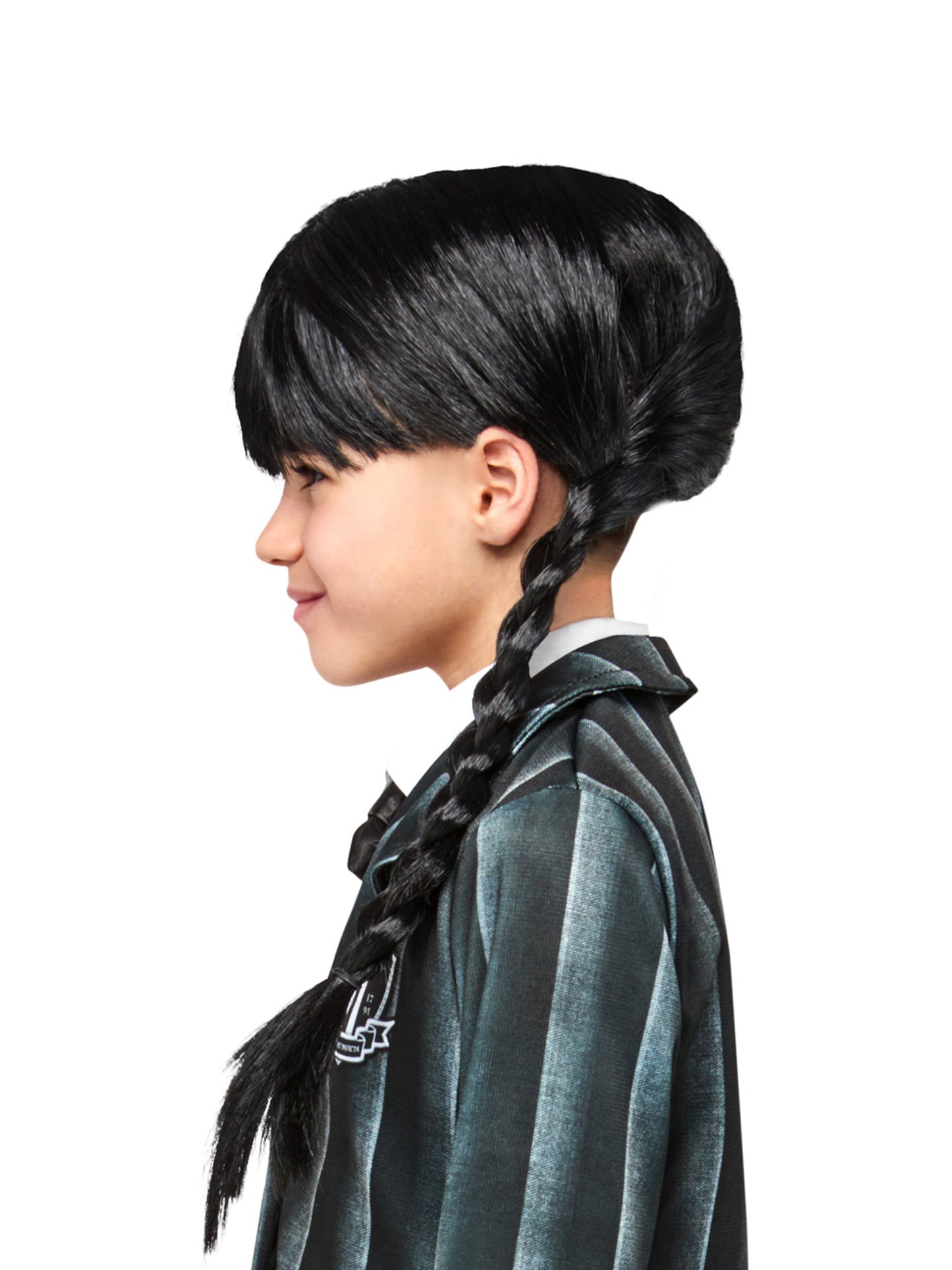Rubies Wednesday Addams Perücke für Kinder – Detailansicht