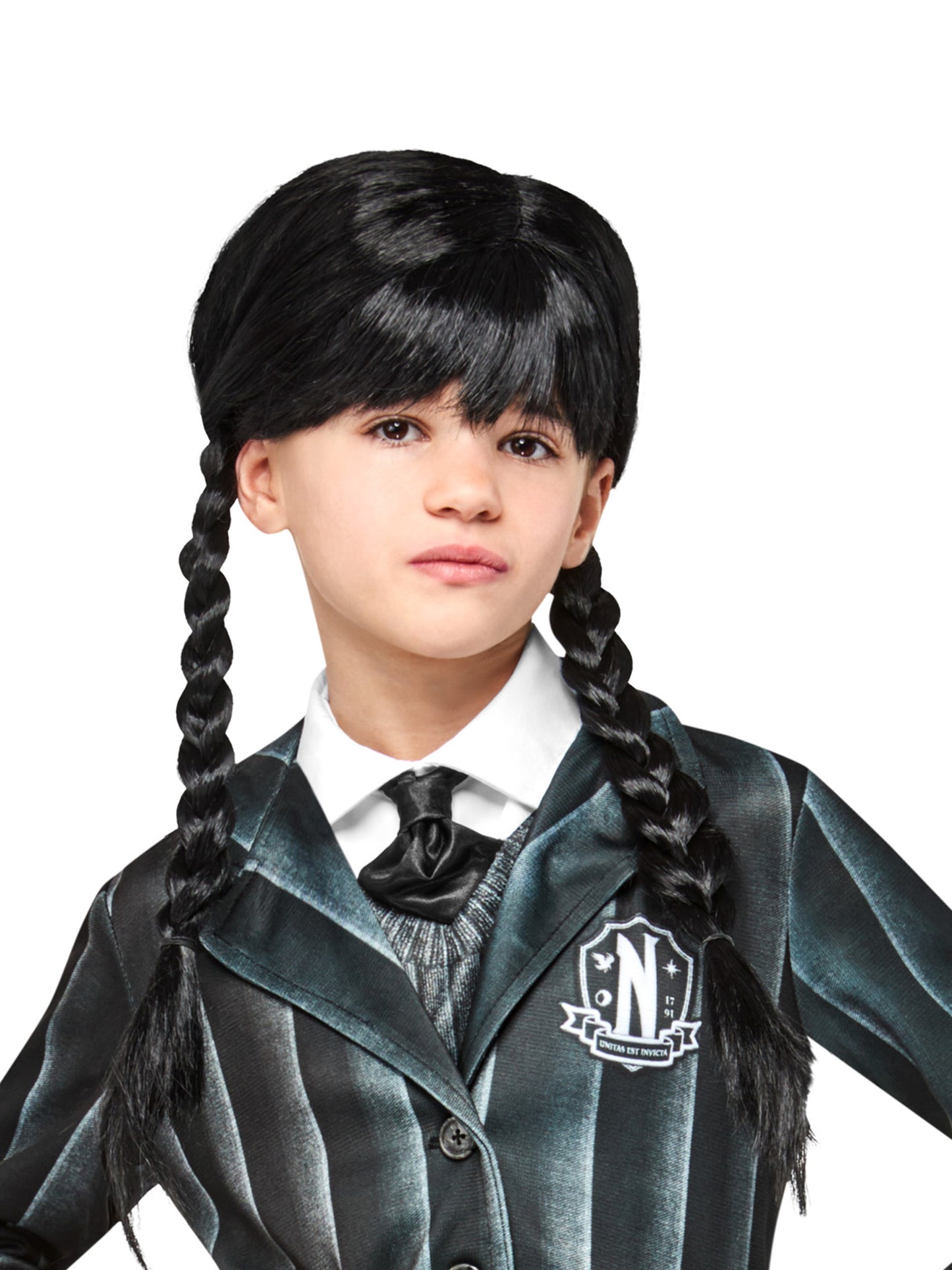 Rubies Wednesday Addams Perücke für Kinder – Seitenansicht