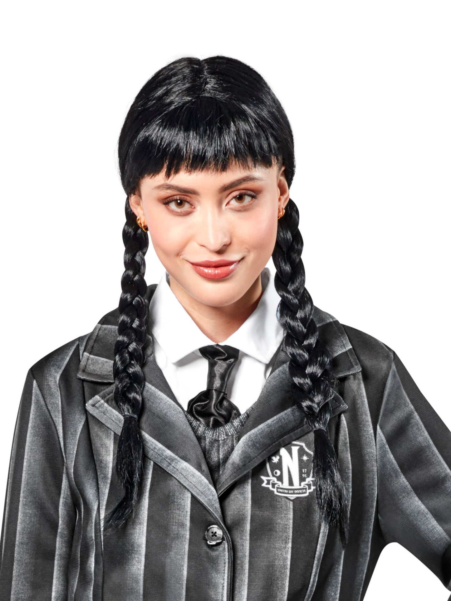 Rubies Wednesday Addams Perücke für Erwachsene – Seitenansicht