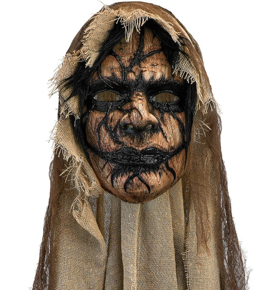 Dämonenmaske mit Hörnern und schwarzem Umhang für Fasnacht und Halloween