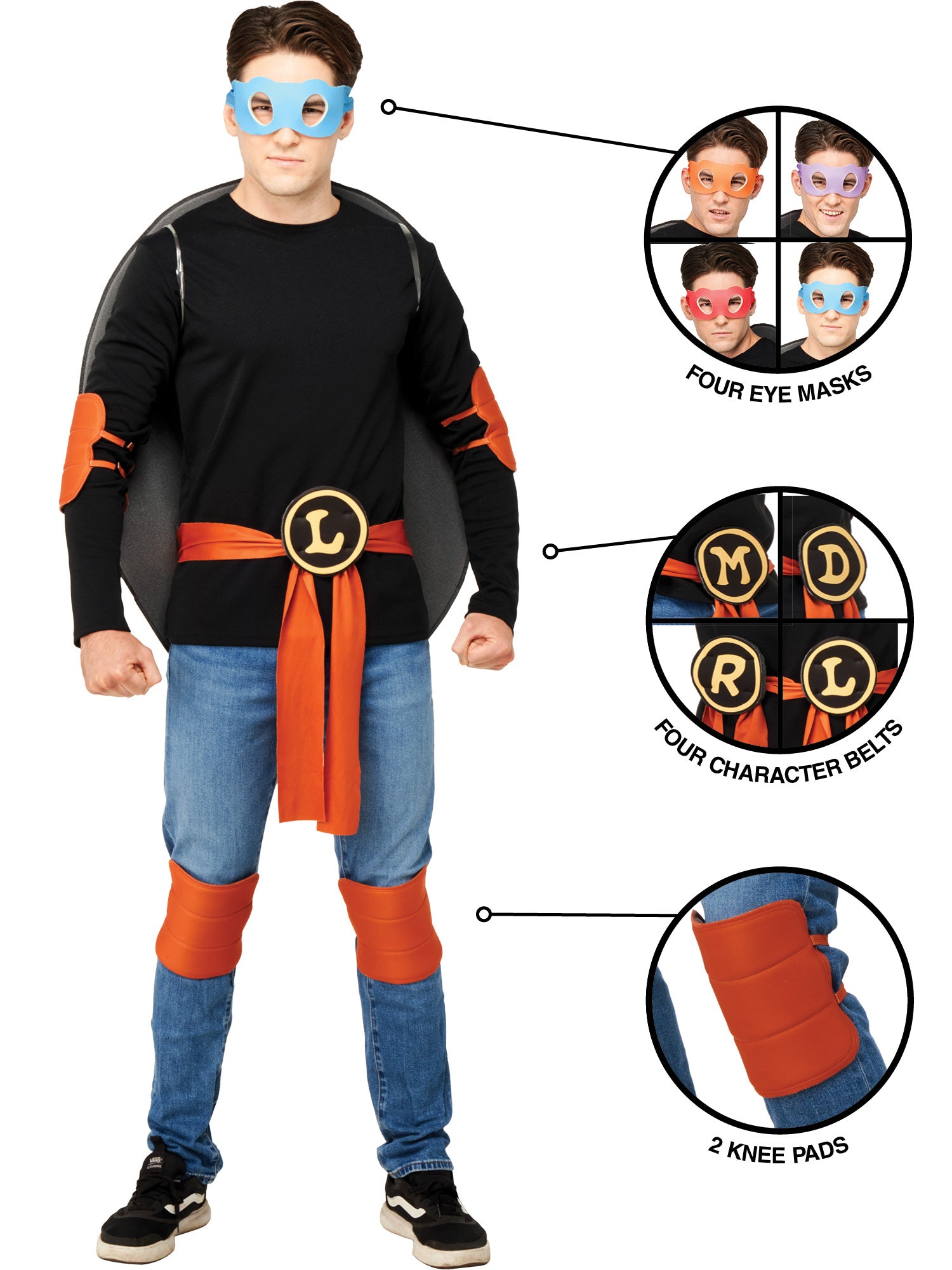 Rubies Teenage Mutant Ninja Turtles Zubehör-Set mit Turtle Shell und Masken – Seitenansicht