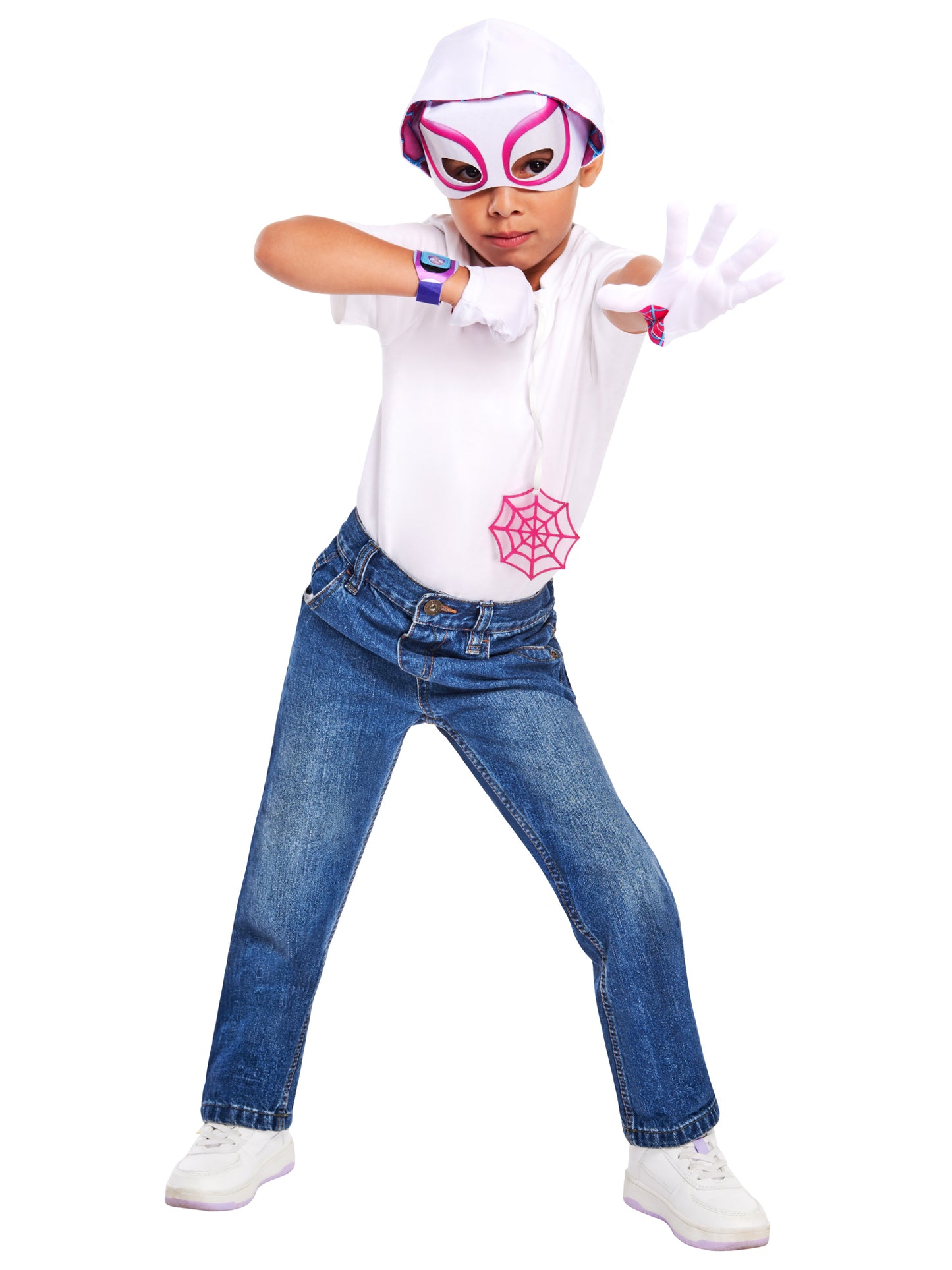 Rubies Ghost Spider Accessoire-Set für Kinder mit Maske, Kapuze und Zubehör – Rückansicht