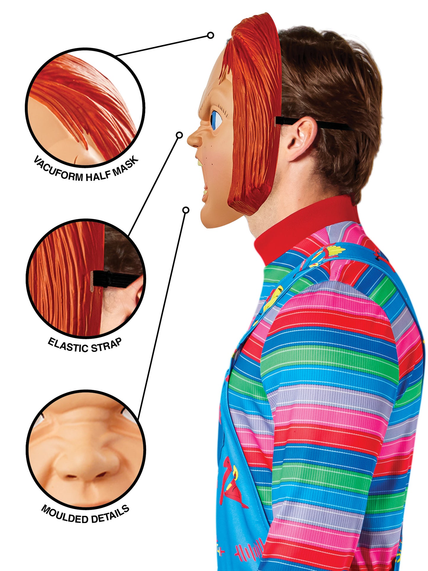 Rubies Chucky Halbmaske Child's Play für Erwachsene – Seitenansicht