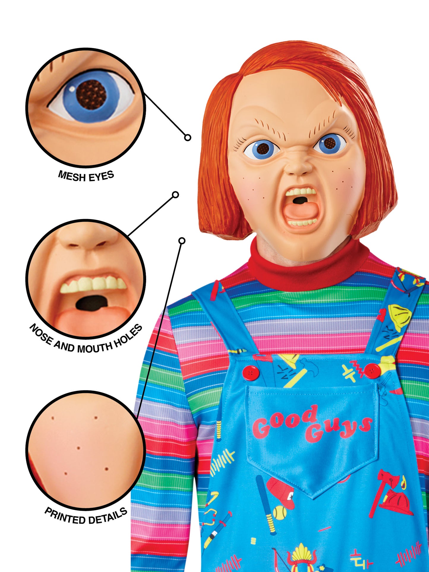 Rubies Chucky Halbmaske Child's Play für Erwachsene – Rückansicht